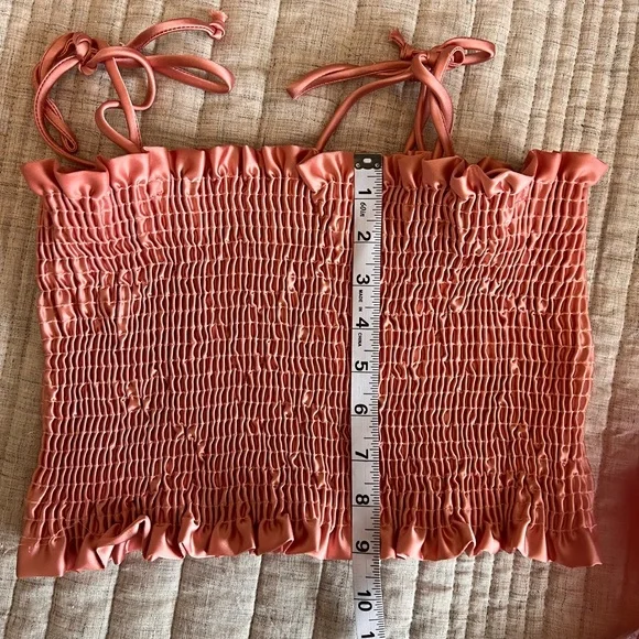 Pink Scrunch Tube Tops with String Ties (Size: Large) - Picture 4 of 5